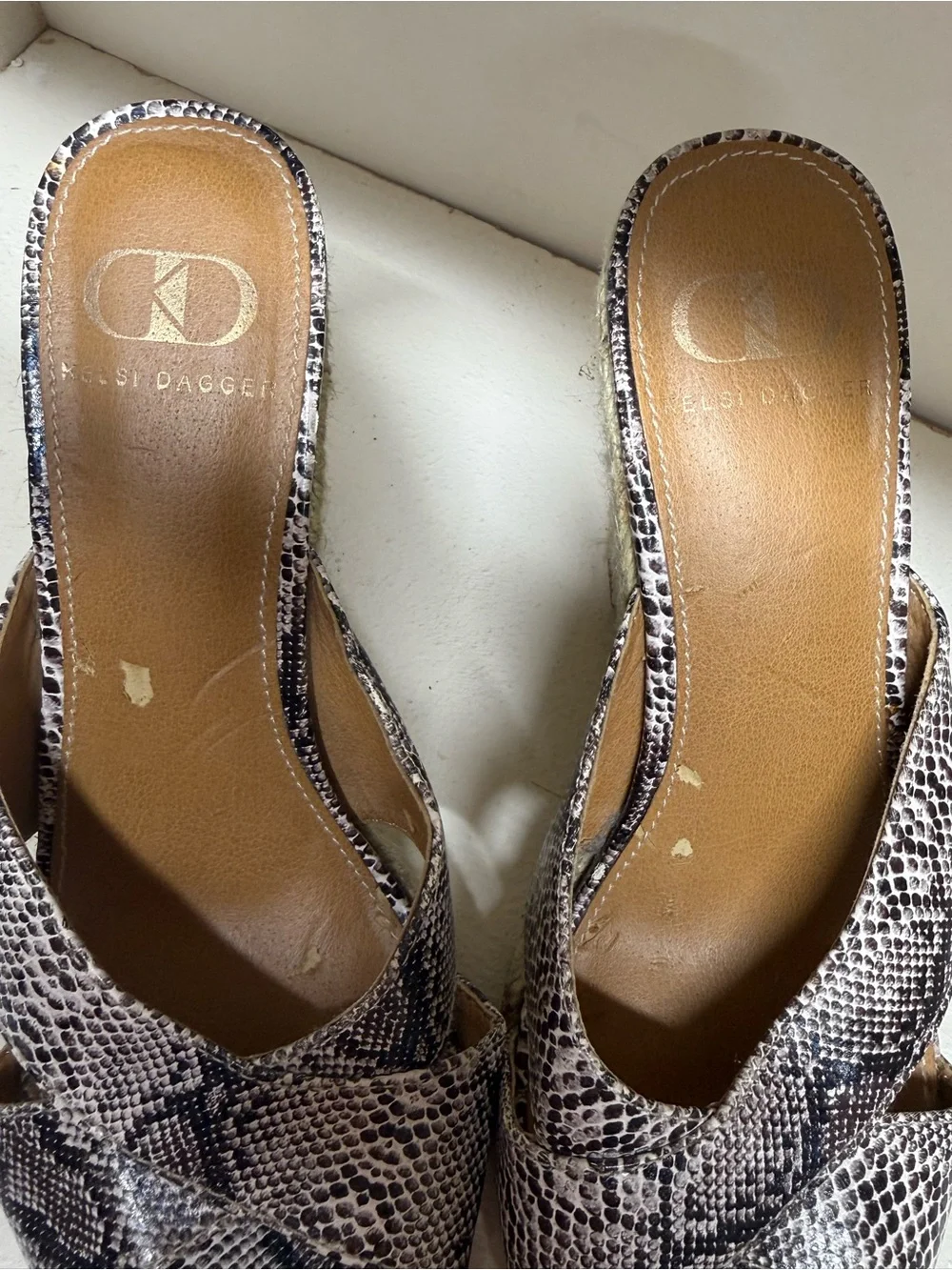 Kelsi Dagger Snake-Print Espadrille Wedges - Black & White